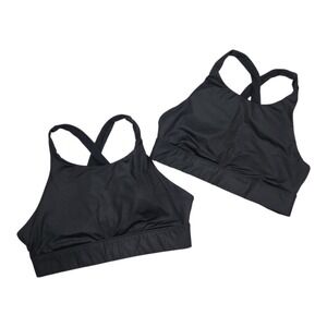 Fabletics No Bounce High Impact Sports Bra Sz M Black Set of 2 Cross Back